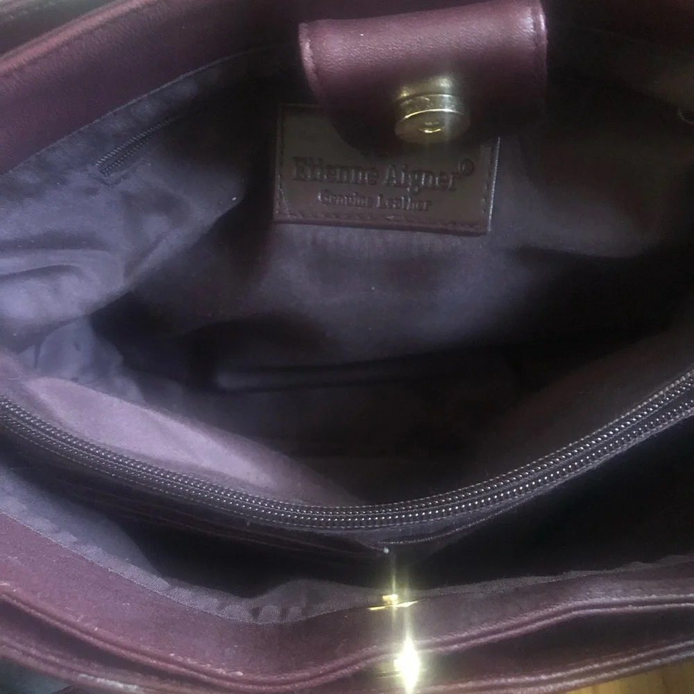 Vintage Etienne Aigner Large Brown Leather Shoulder Bag - Picture 7 of 11